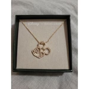 Baublebar x Disney Rhinestone Mickey Mouse Icon Gold Necklace NIB